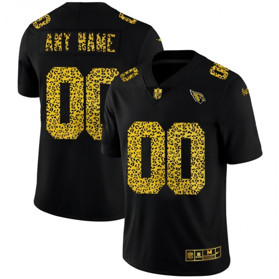 NFL Arizona Cardinals Custom Nike Flocked Leopard Print Black Jersey