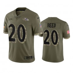 NFL Baltimore Ravens Ed Reed 20 Nike 2022 Salute to Service Jersey