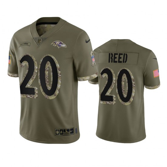 NFL Baltimore Ravens Ed Reed 20 Nike 2022 Salute to Service Jersey