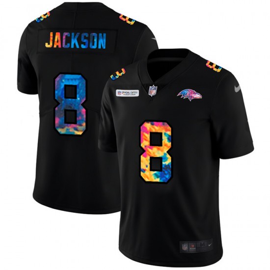 NFL Baltimore Ravens Lamar Jackson 8 Nike 2020 Multicolor Black Jersey