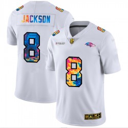NFL Baltimore Ravens Lamar Jackson 8 Nike 2020 Multicolor White Jersey