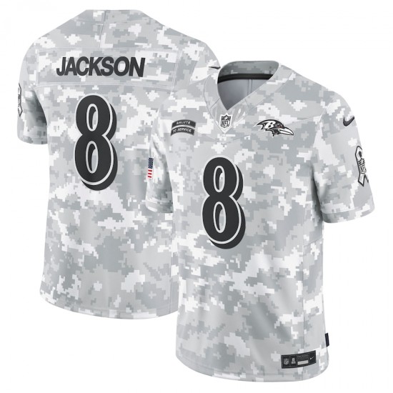 NFL Baltimore Ravens Lamar Jackson 8 Nike 2024 Salute to Service Jersey