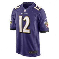 NFL Baltimore Ravens Rashod Bateman 12 Nike Purple 2021 Draft Jersey