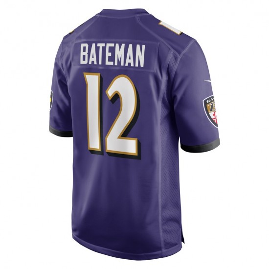 NFL Baltimore Ravens Rashod Bateman 12 Nike Purple 2021 Draft Jersey