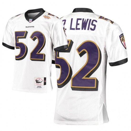 NFL Baltimore Ravens Ray Lewis 52 Nike White 2000 Throwback Jersey