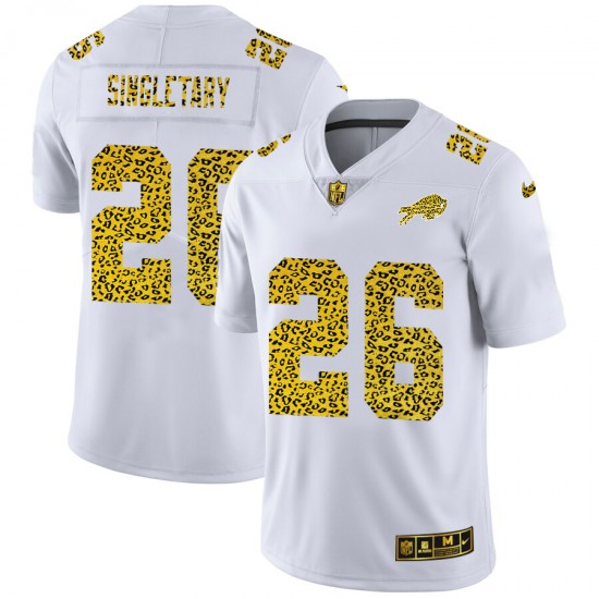 NFL Buffalo Bills Devin Singletary 26 Nike Flocked Leopard Print White Jersey