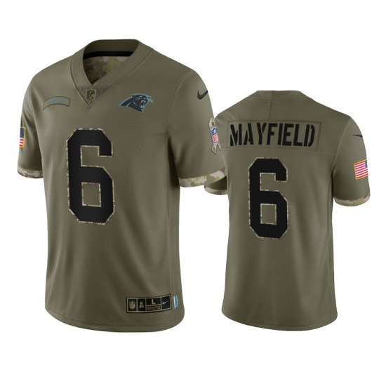 NFL Carolina Panthers Baker Mayfield 6 Nike 2022 Salute to Service Jersey