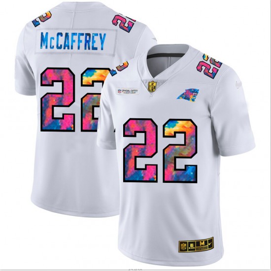 NFL Carolina Panthers Christian McCaffrey 22 Nike 2020 Multicolor White Jersey