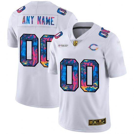 NFL Chicago Bears Custom Nike 2020 Multicolor White Jersey