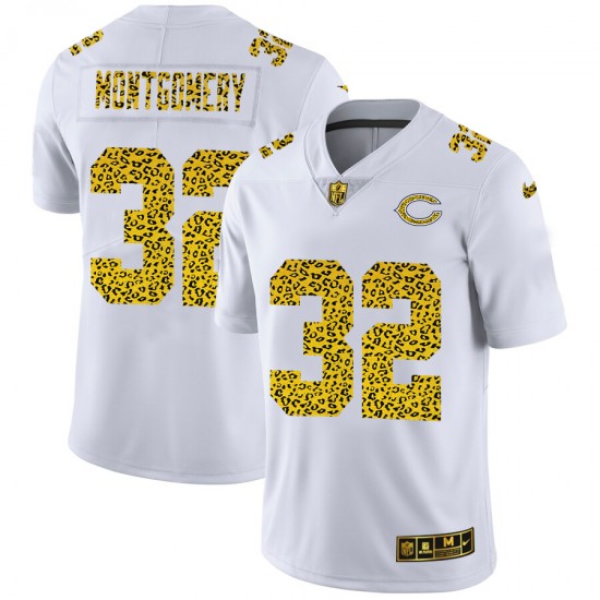 NFL Chicago Bears David Montgomery 32 Nike Flocked Leopard Print White Jersey