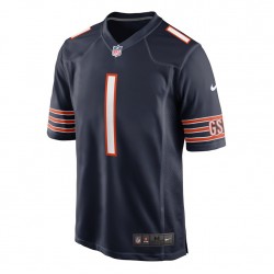 NFL Chicago Bears Justin Fields 1 Nike Navy Blue 2021 Draft Jersey