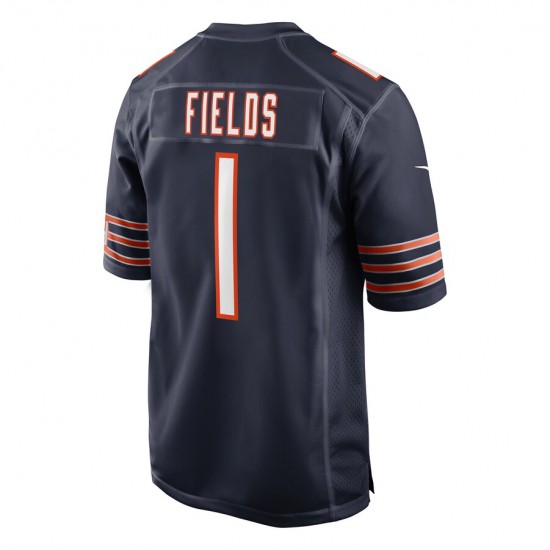 NFL Chicago Bears Justin Fields 1 Nike Navy Blue 2021 Draft Jersey