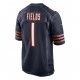 NFL Chicago Bears Justin Fields 1 Nike Navy Blue 2021 Draft Jersey