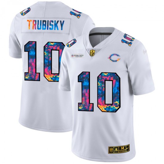 NFL Chicago Bears Mitchell Trubisky 10 Nike 2020 Multicolor White Jersey