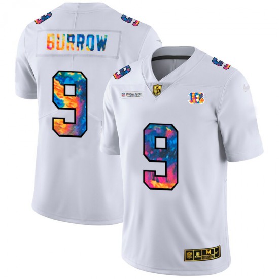 NFL Cincinnati Bengals Joe Burrow 9 Nike 2020 Multicolor White Jersey