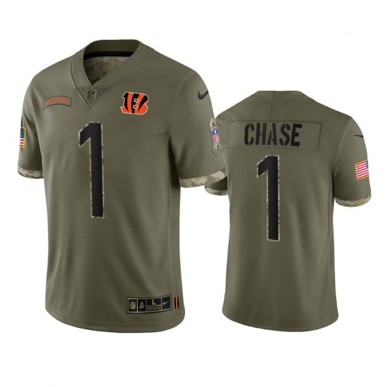 NFL Cincinnati Bengals Marr Chase 1 Nike 2022 Salute to Service Jersey