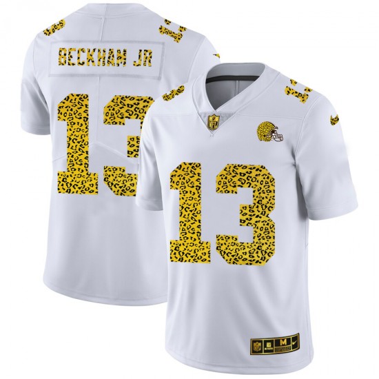 NFL Cleveland Browns Odell Beckham Jr. 13 Nike Flocked Leopard Print White Jersey