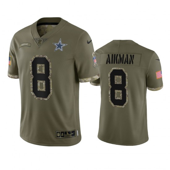 NFL Dallas Cowboys Troy Aikman 8 Nike 2022 Salute to Service Jersey