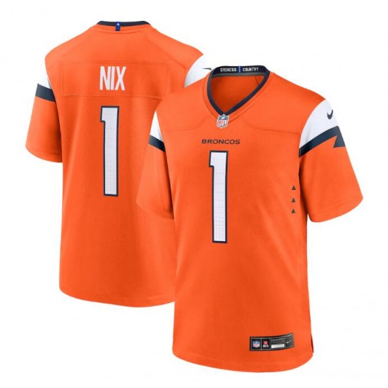 NFL Denver Broncos Bo Nix Nike Orange 2024 Draft Jersey