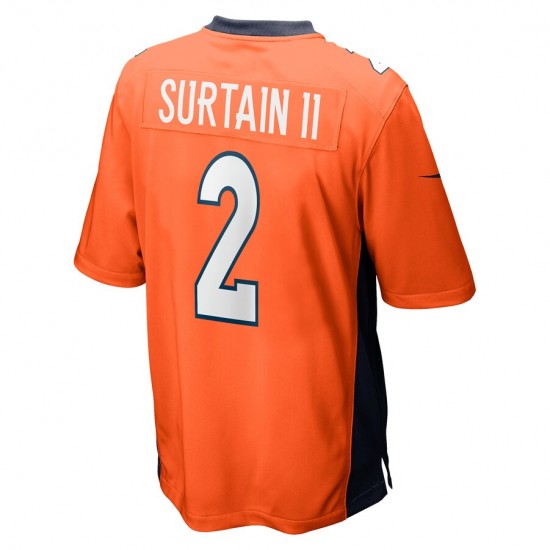 NFL Denver Broncos Patrick Surtain II 2 Nike Orange 2021 Draft Jersey