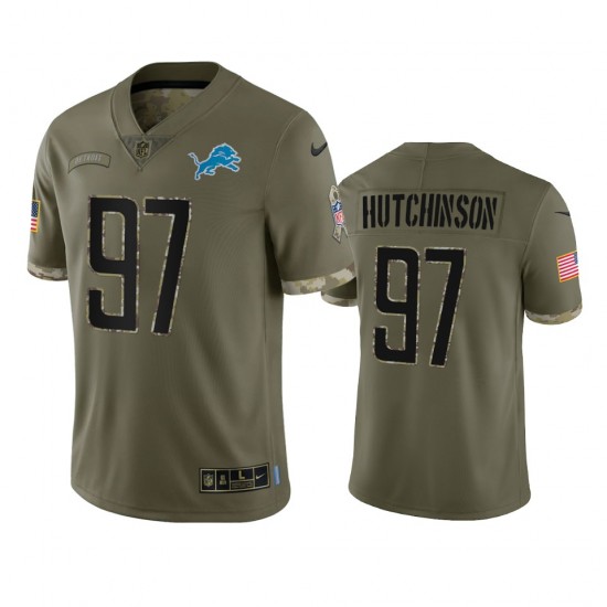 NFL Detroit Lions Aidan Hutchinson 97 Nike 2022 Salute to Service Jersey