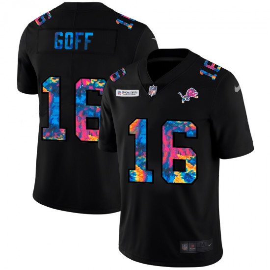 NFL Detroit Lions Jared Goff 16 Nike 2020 Multicolor Black Jersey