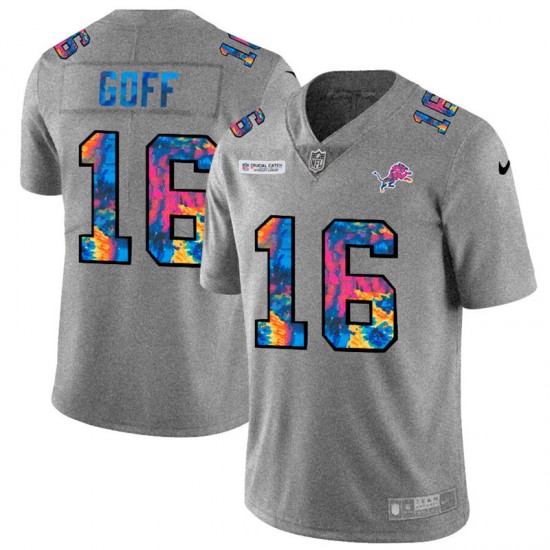 NFL Detroit Lions Jared Goff 16 Nike 2020 Multicolor Grey Jersey