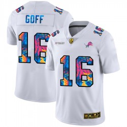 NFL Detroit Lions Jared Goff 16 Nike 2020 Multicolor White Jersey