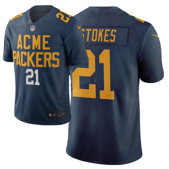 NFL Green Bay Packers Eric Stokes 21 Nike Navy Blue 2021 Draft Jersey