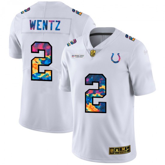 NFL Indianapolis Colts Carson Wentz 2 Nike 2020 Multicolor White Jersey