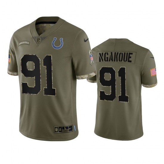 NFL Indianapolis Colts Yannick Ngakoue 91 Nike 2022 Salute to Service Jersey