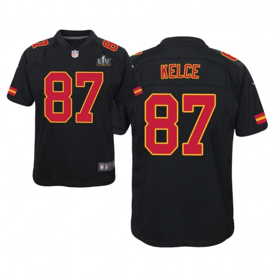 NFL Kansas City Chiefs Travis Kelce 87 Nike Black 2021 Super Bowl LV Jersey