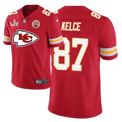 NFL Kansas City Chiefs Travis Kelce 87 Nike Red Team Logo 2021 Super Bowl LV Jersey
