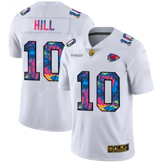 NFL Kansas City Chiefs Tyreek Hill 10 Nike 2020 Multicolor White Jersey