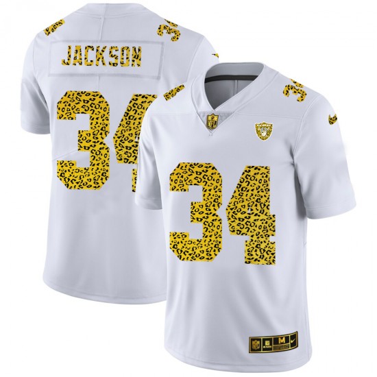 NFL Las Vegas Raiders Bo Jackson 34 Nike Flocked Leopard Print White Jersey