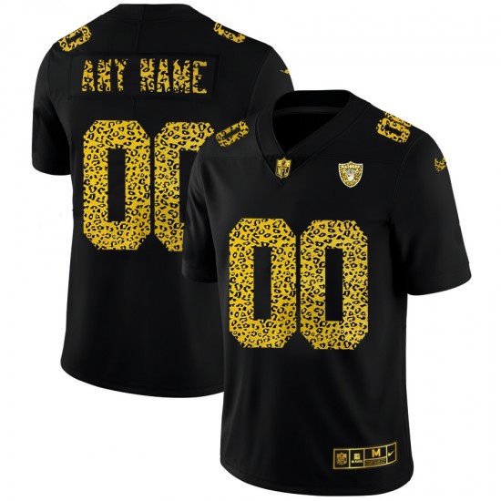 NFL Las Vegas Raiders Custom Nike Flocked Leopard Print Black Jersey