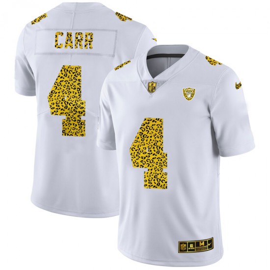 NFL Las Vegas Raiders Derek Carr 4 Nike Flocked Leopard Print White Jersey