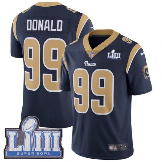 NFL Los Angeles Rams Aaron Donald 99 Nike Blue 2019 Super Bowl LIII Jersey