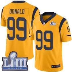 NFL Los Angeles Rams Aaron Donald 99 Nike Gold 2019 Super Bowl LIII Jersey
