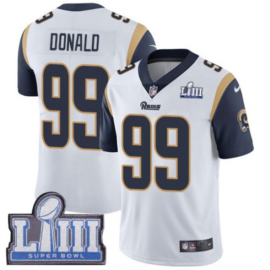 NFL Los Angeles Rams Aaron Donald 99 Nike White 2019 Super Bowl LIII Jersey