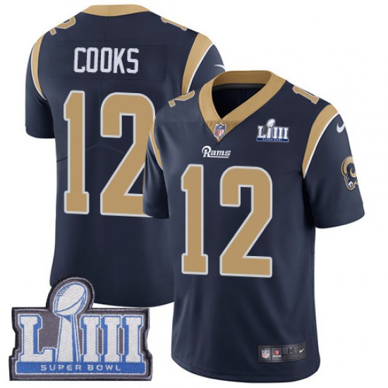 NFL Los Angeles Rams Brandin Cooks 12 Nike Blue 2019 Super Bowl LIII Jersey