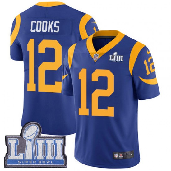 NFL Los Angeles Rams Brandin Cooks 12 Nike Royal 2019 Super Bowl LIII Jersey