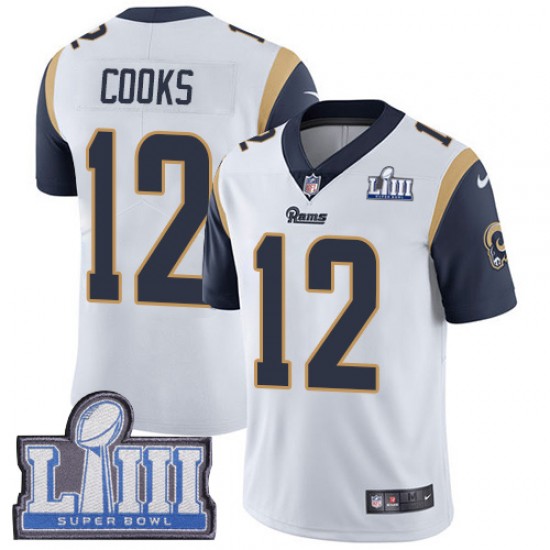NFL Los Angeles Rams Brandin Cooks 12 Nike White 2019 Super Bowl LIII Jersey