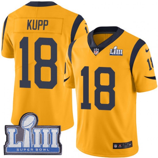 NFL Los Angeles Rams Cooper Kupp 18 Nike Gold 2019 Super Bowl LIII Jersey