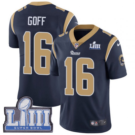 NFL Los Angeles Rams Jared Goff 16 Nike Blue 2019 Super Bowl LIII Jersey