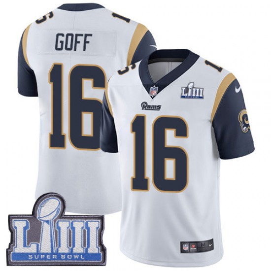 NFL Los Angeles Rams Jared Goff 16 Nike White 2019 Super Bowl LIII Jersey