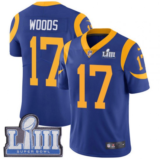 NFL Los Angeles Rams Robert Woods 17 Nike Royal 2019 Super Bowl LIII Jersey