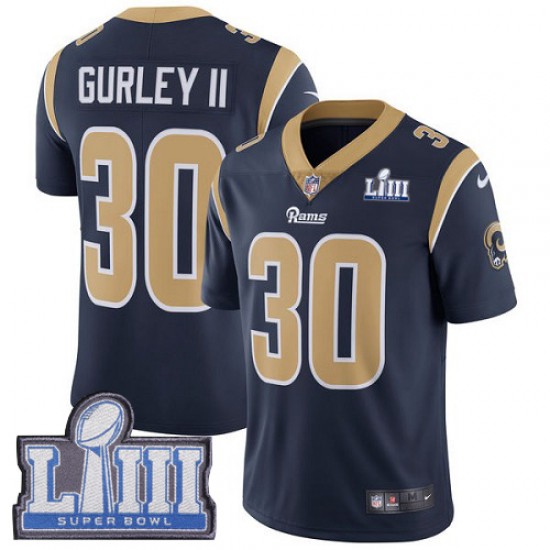 NFL Los Angeles Rams Todd Gurley II 30 Nike Blue 2019 Super Bowl LIII Jersey