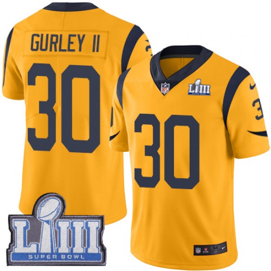 NFL Los Angeles Rams Todd Gurley II 30 Nike Gold 2019 Super Bowl LIII Jersey
