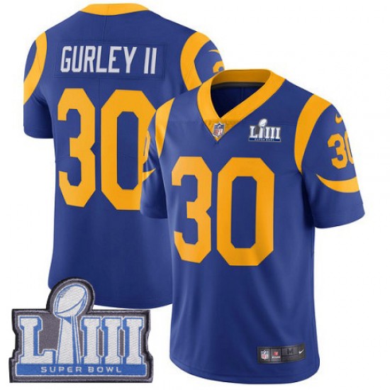 NFL Los Angeles Rams Todd Gurley II 30 Nike Royal 2019 Super Bowl LIII Jersey